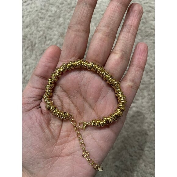 Gold statement bracelet chunky link chain cuff large bold vintage style metal - Picture 4 of 7